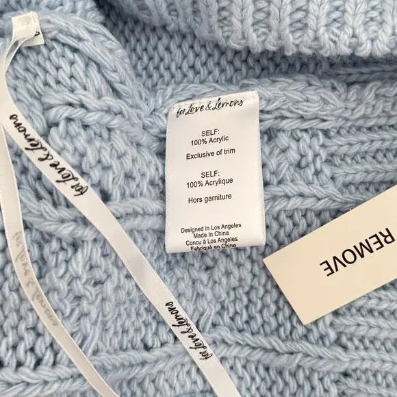 NWT FOR LOVE & LEMONS Rebecca Heart Sweater Size S & M in Blue Knit Turtle Neck - Picture 11 of 11